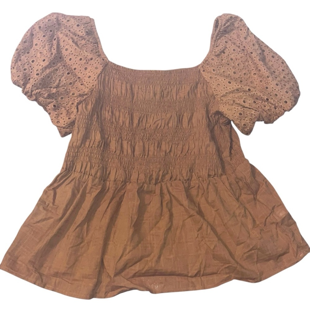 Maurices Rust Brown Puff Sleeve Peasant Top